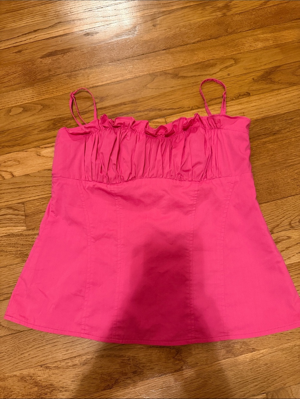 Boston Proper Hot Pink Ruffle-Top Camisole